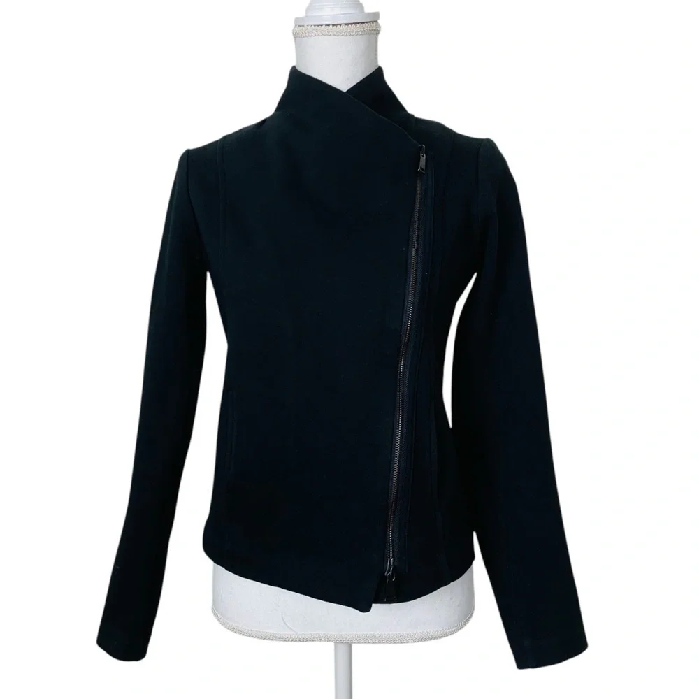 Vince Scuba Black Knit Moto Jacket Size Small - Picture 4 of 12